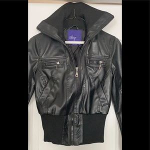 Miley Cyrus faux leather bomber jacket